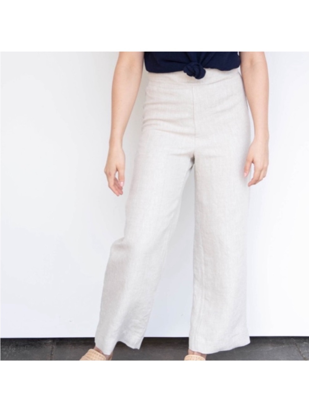 Only child High-Waist Wide-Leg Linen Pants - Light Beige